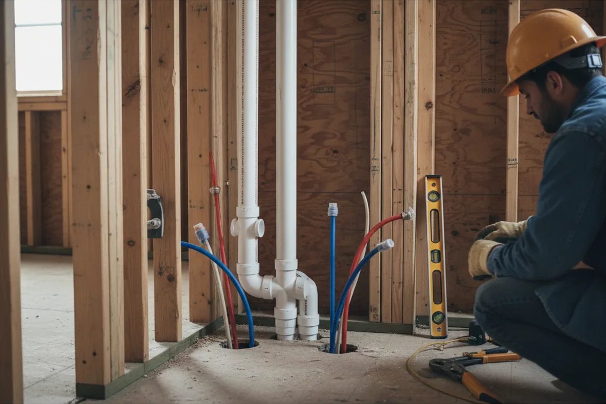 Drain and supply rough-in during Sump Pump Repair in South Bay